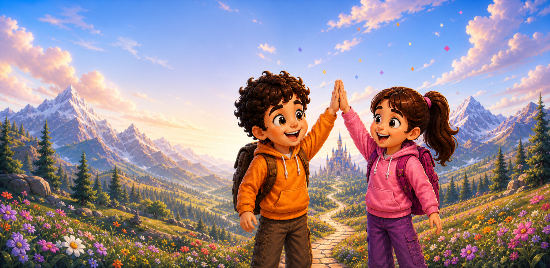 Tom and Sally celebrate the adventure with a high five