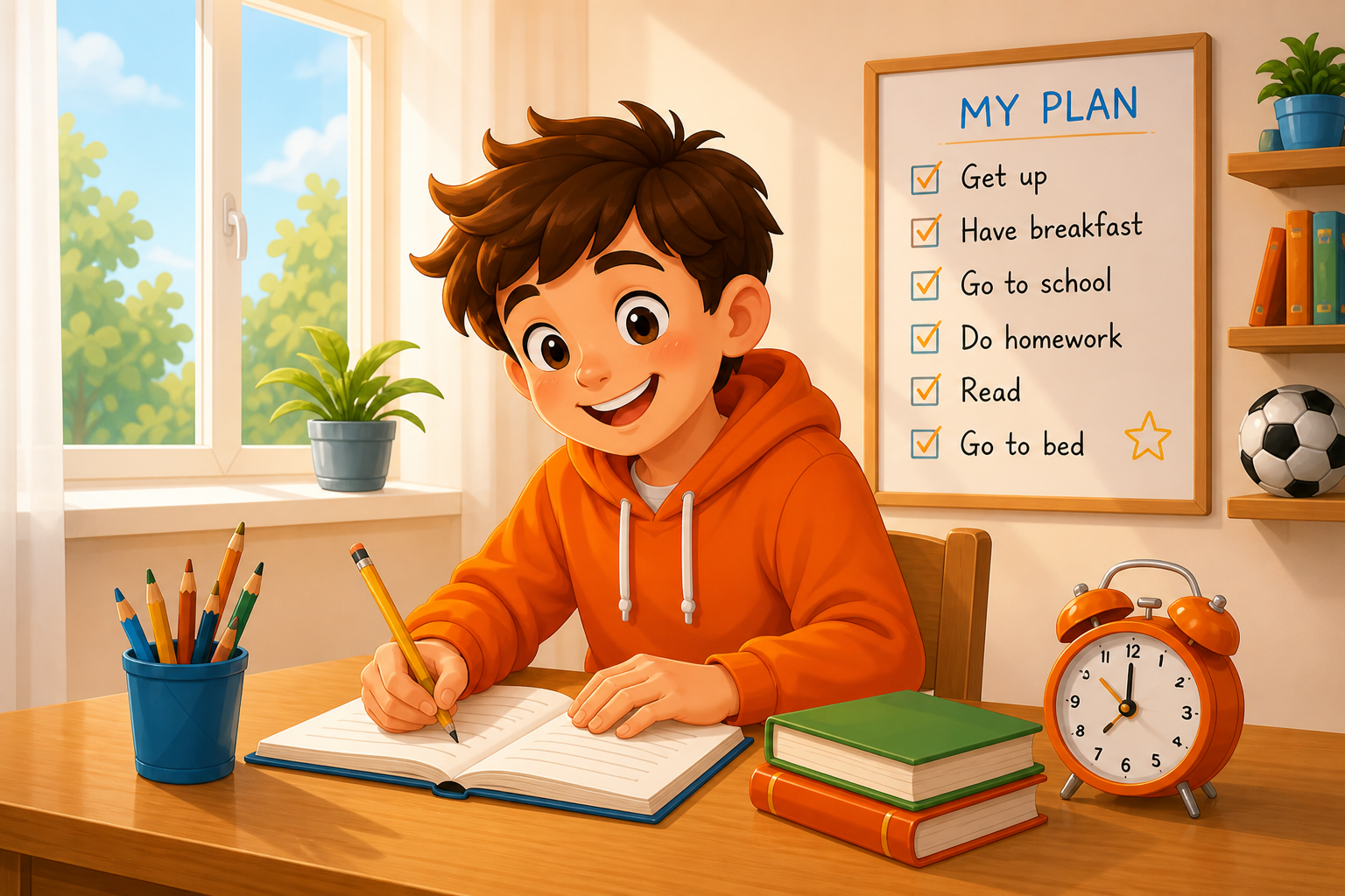 Alex plans the day