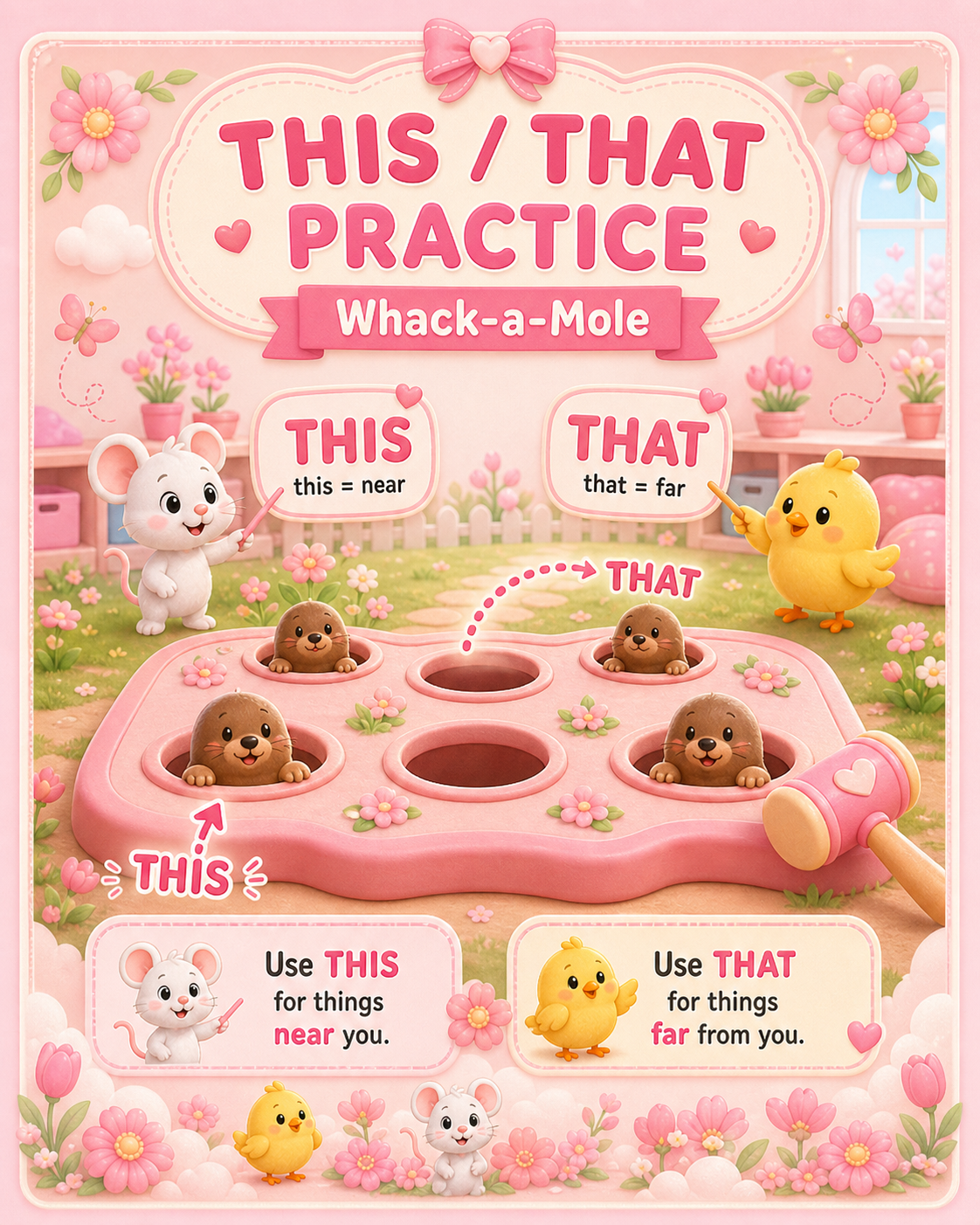 Pink THIS/THAT whack-a-mole poster