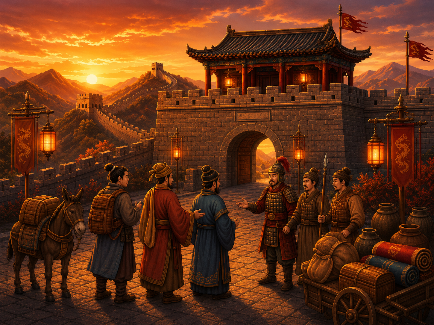 Traders meeting near the Great Wall