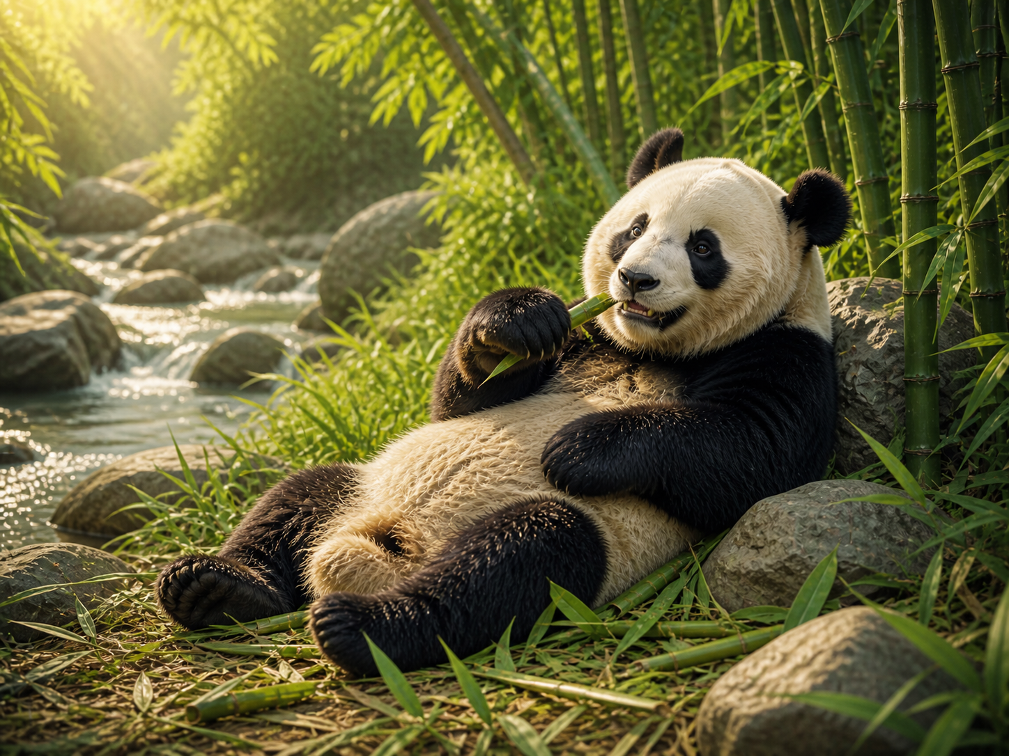 Panda eating bamboo