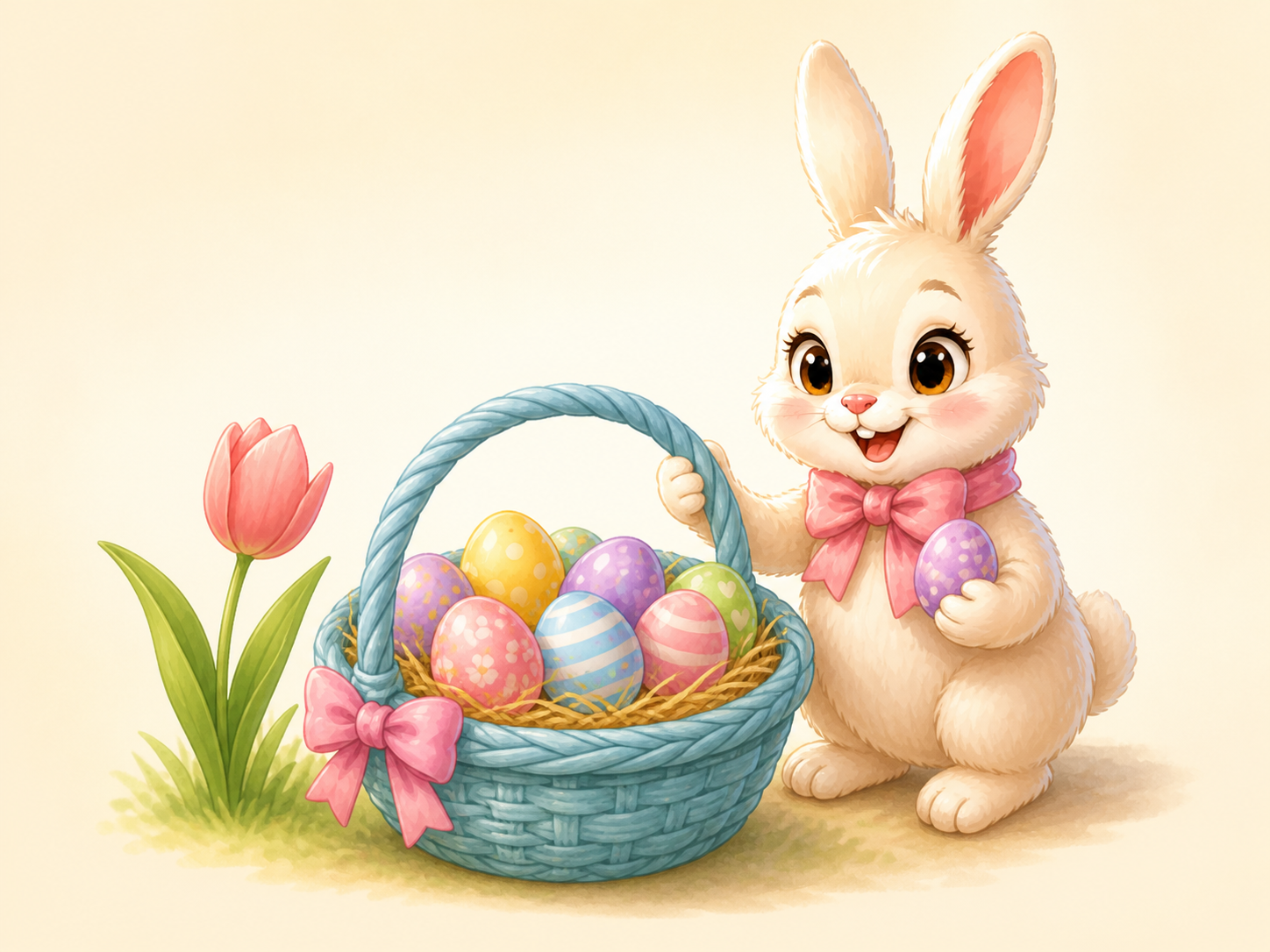 Easter bunny with eggs