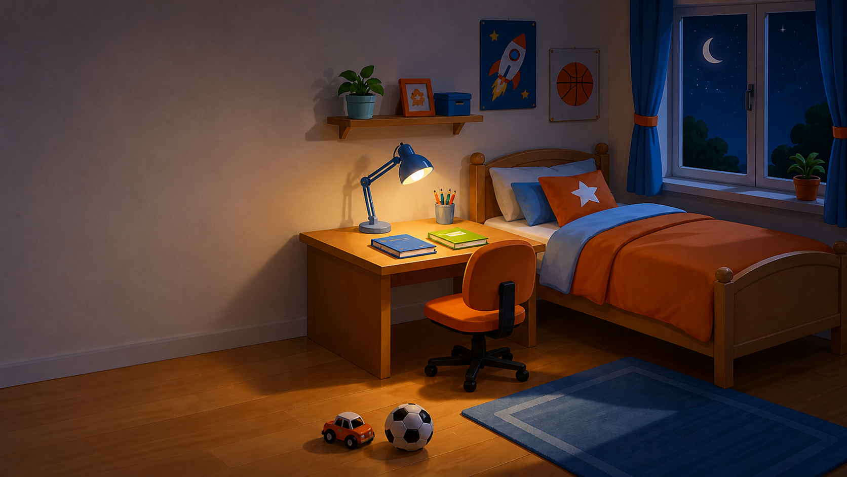 Kids room, night