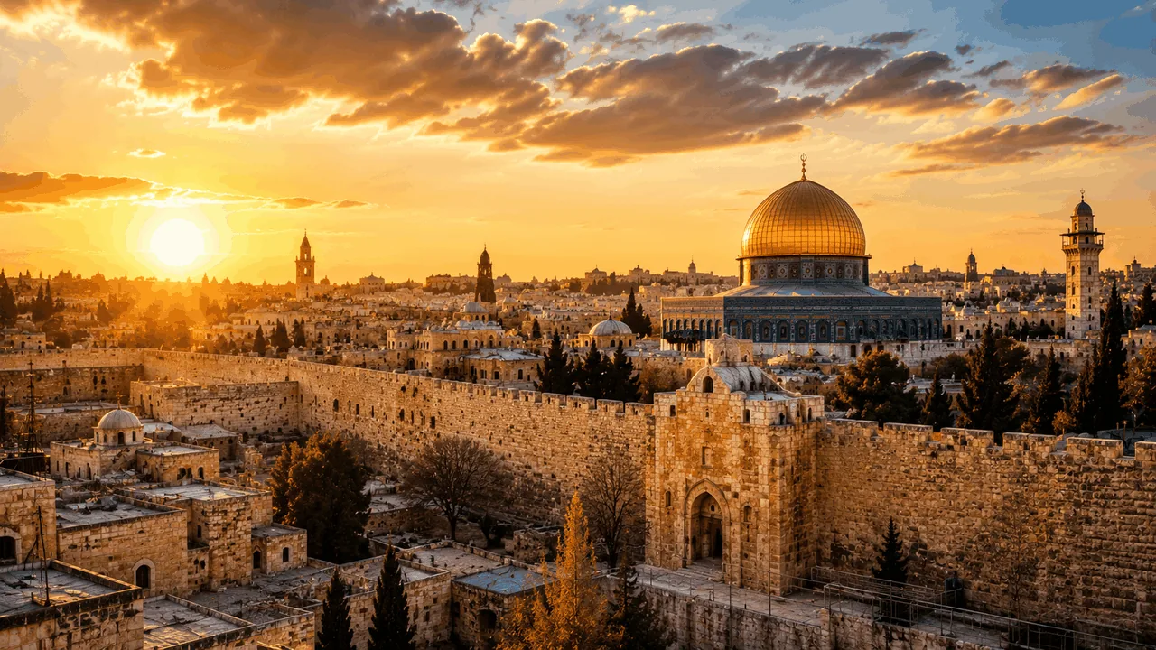 Jerusalem Old City at sunset