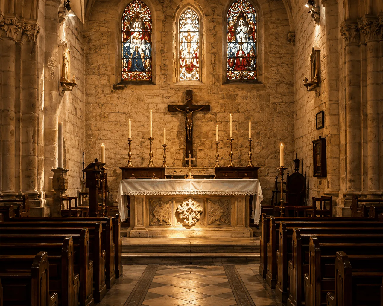 Church interior with altar