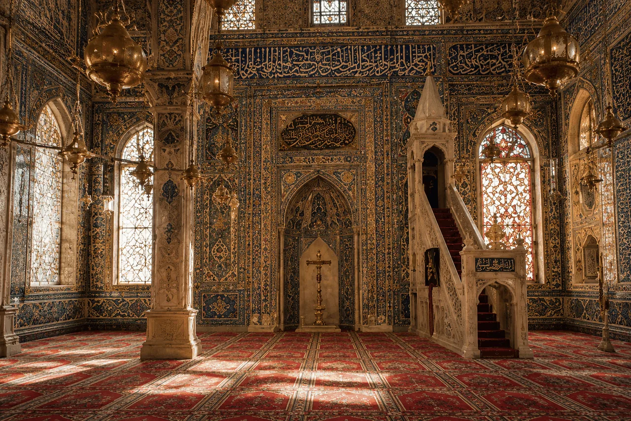 Mosque interior with mihrab