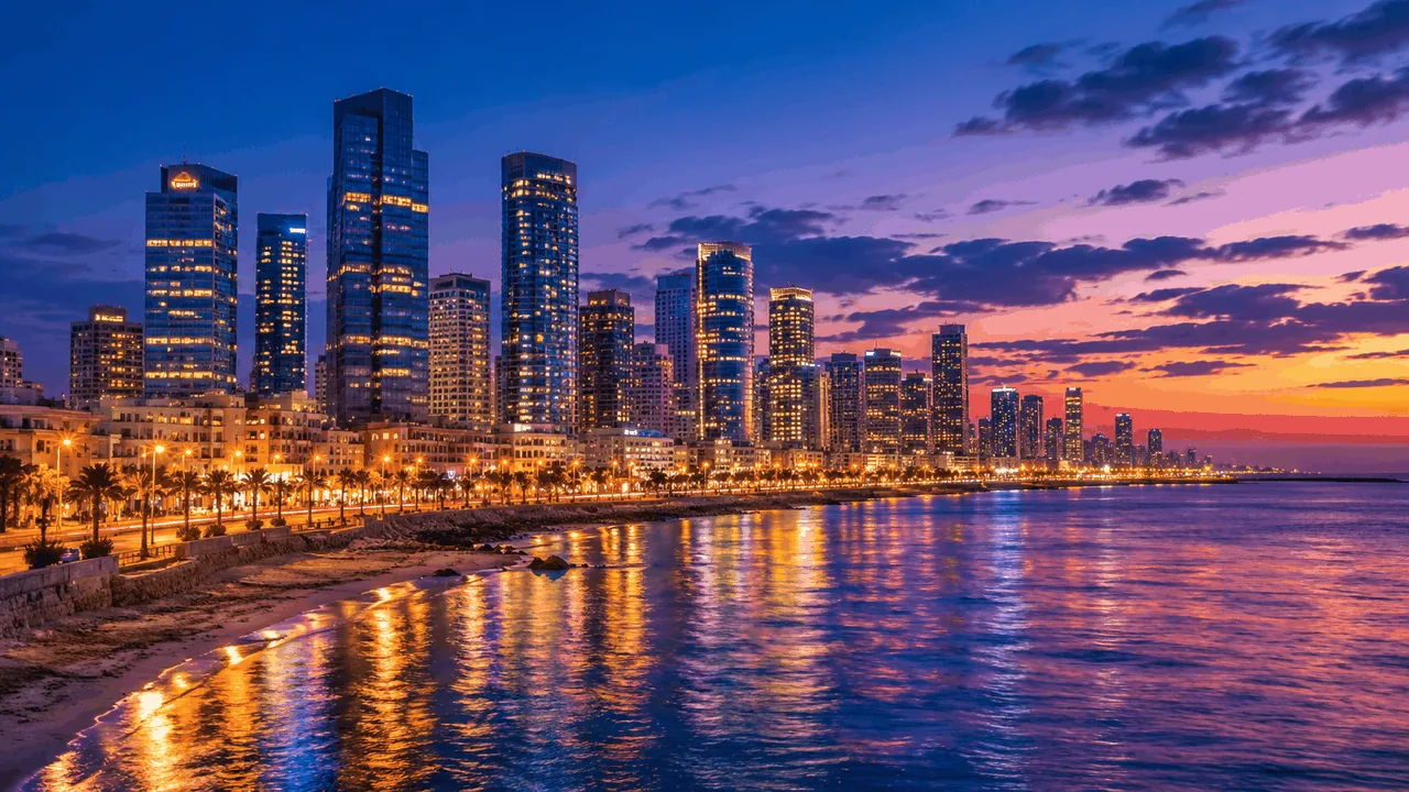 Tel Aviv skyline at night — modern tech city with skyscrapers