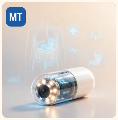 PillCam — a small swallowable camera with body diagram