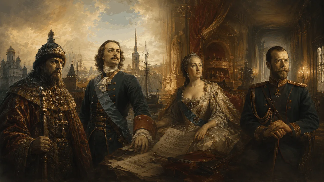 Four iconic Russian rulers · Ivan IV · Peter I · Elizabeth · Nicholas II