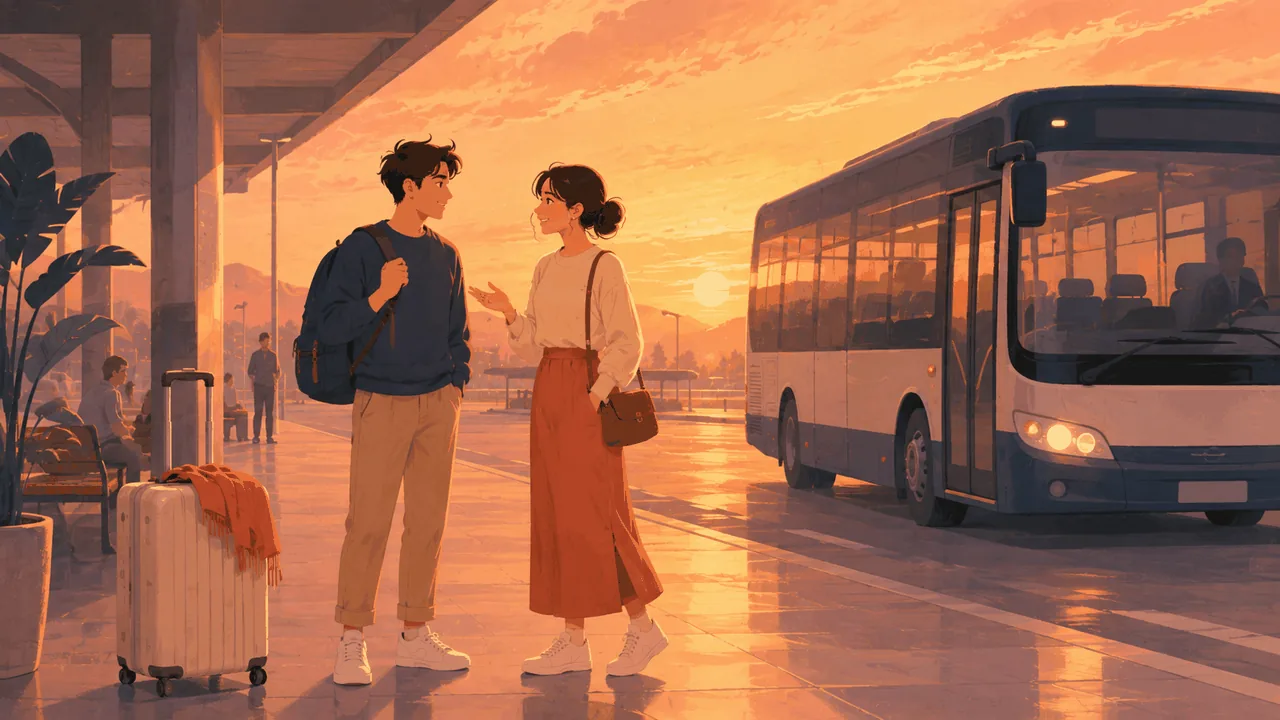 Bus station evening
