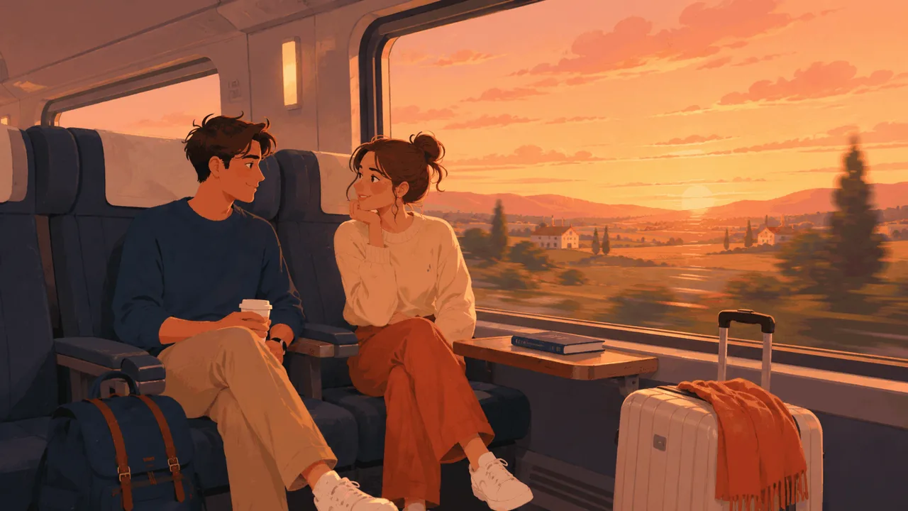 Train at dusk