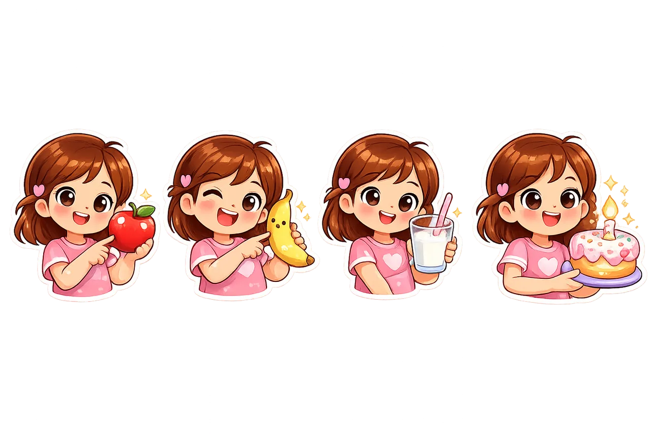 Four food stickers