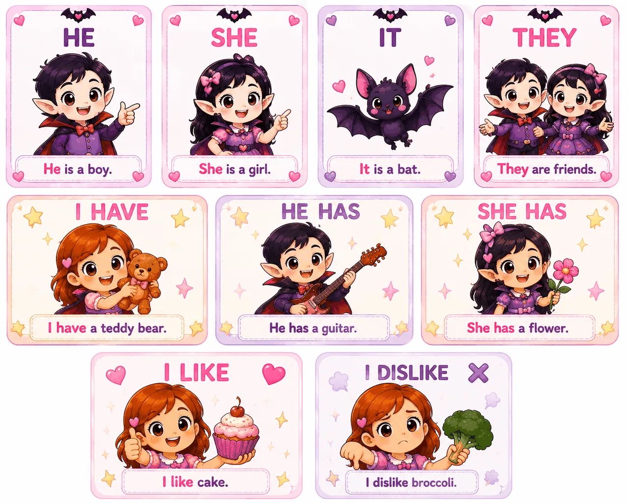 Pronouns and have-has poster