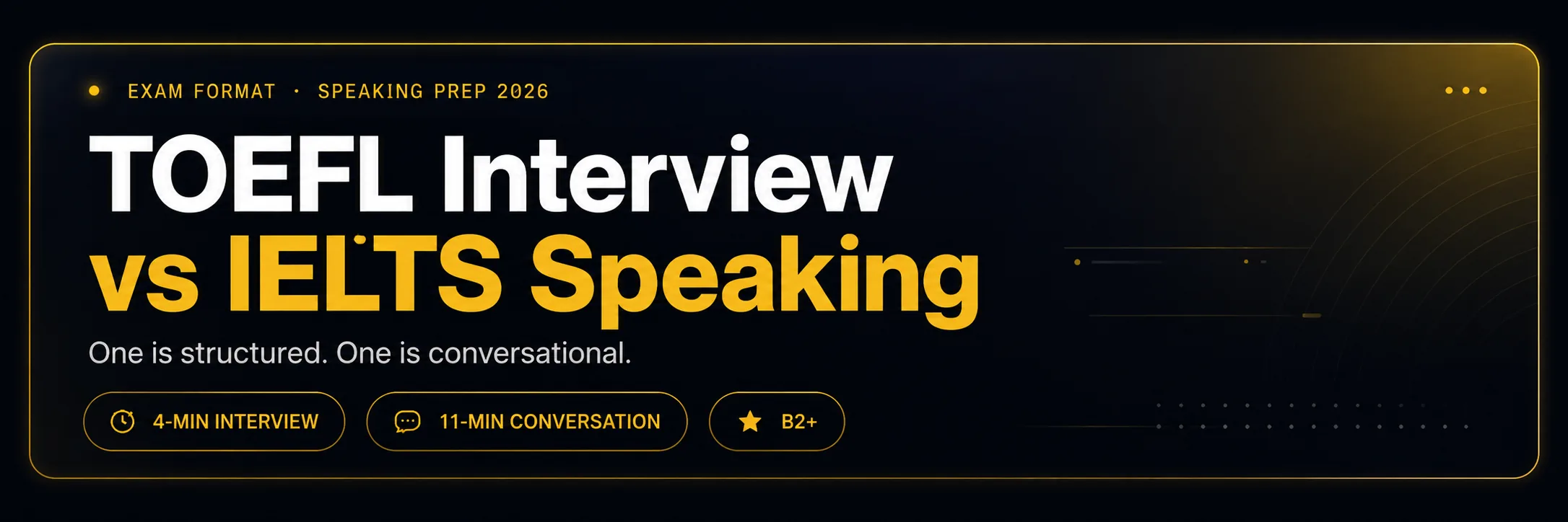 Exam Format · Speaking Prep 2026 — TOEFL Interview vs IELTS Speaking. One is structured. One is conversational.