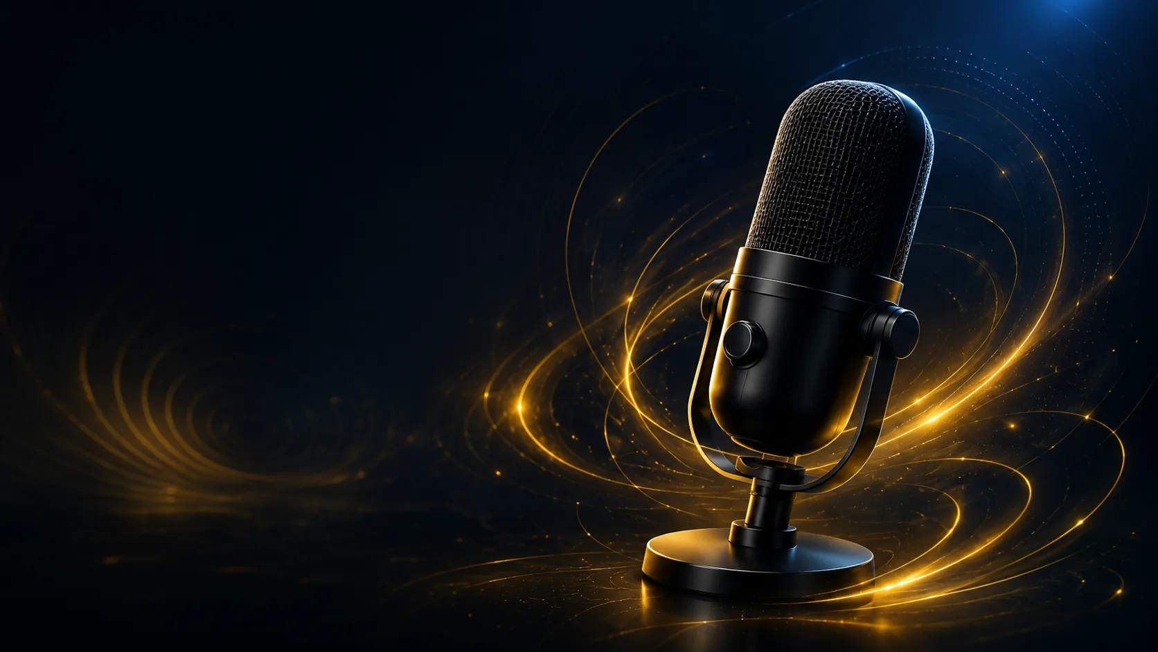 Solo studio microphone on gold swirl